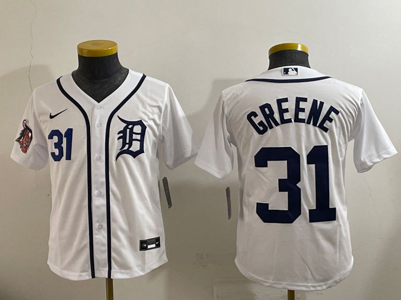 Youth 2025 Detroit Tigers #31 Greene White Game Nike MLB Jersey style 8->youth mlb jersey->Youth Jersey